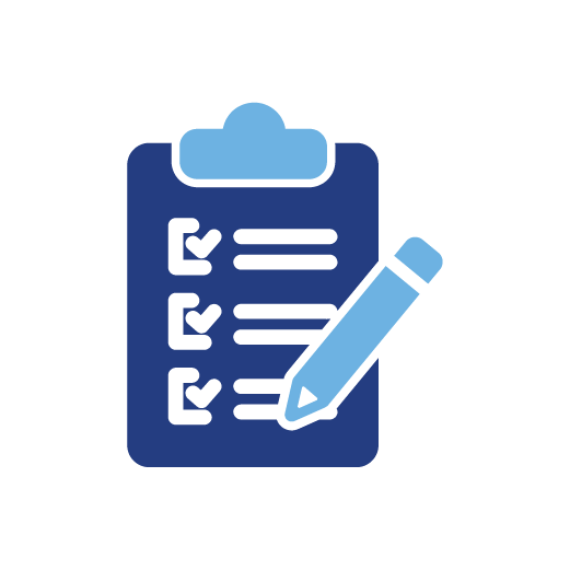 Administrative Burden & Middlemen icon. A clipboard with a checklist on it and a pencil.