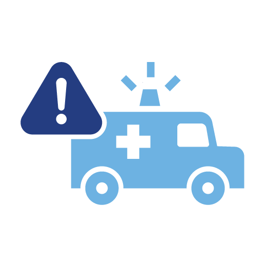 Inadequate Payment for Essential Services icon. An ambulance with a flashing siren and a caution icon.