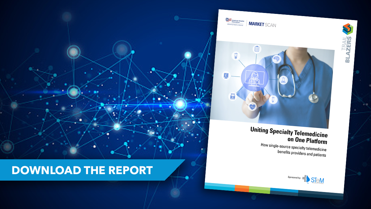 Uniting Specialty Telemedicine on One Platform. How single-source specialty telemedicine benefits providers and patients. Download the report. Sponsored by sponsored by Specialist TeleMed (STeM).