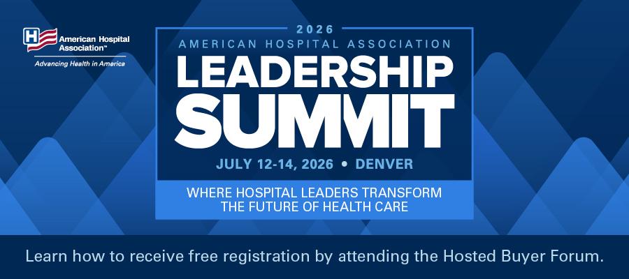 2026 American Hospital Association Leadership Summit. July 12-14, 2026. Denver, Colorado. Where hospital leaders transform the future of health care. Learn how to receive free registration by attending the Hosted Buyer Forum.